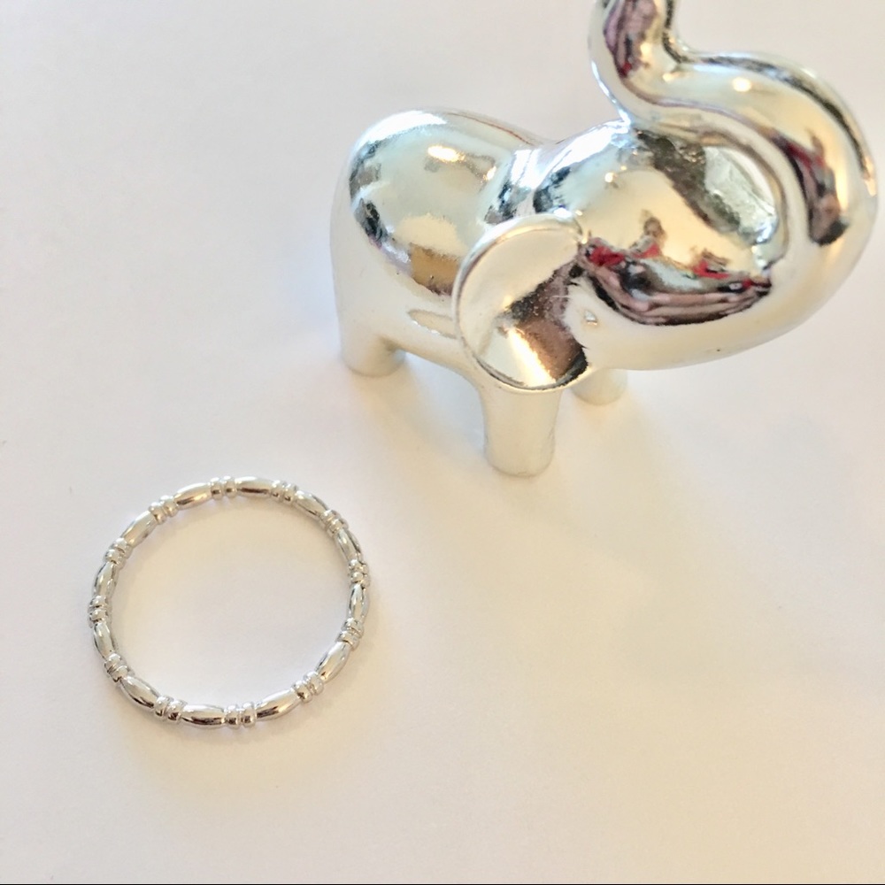 Stackable Sterling Silver Dainty Bead & Bar Band